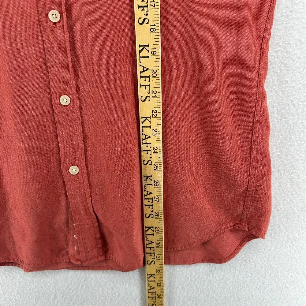 J.CREW Shirt Mens S Oxford Woven Button Up Long Sleeve Cotton Orange OCBD VTG HK